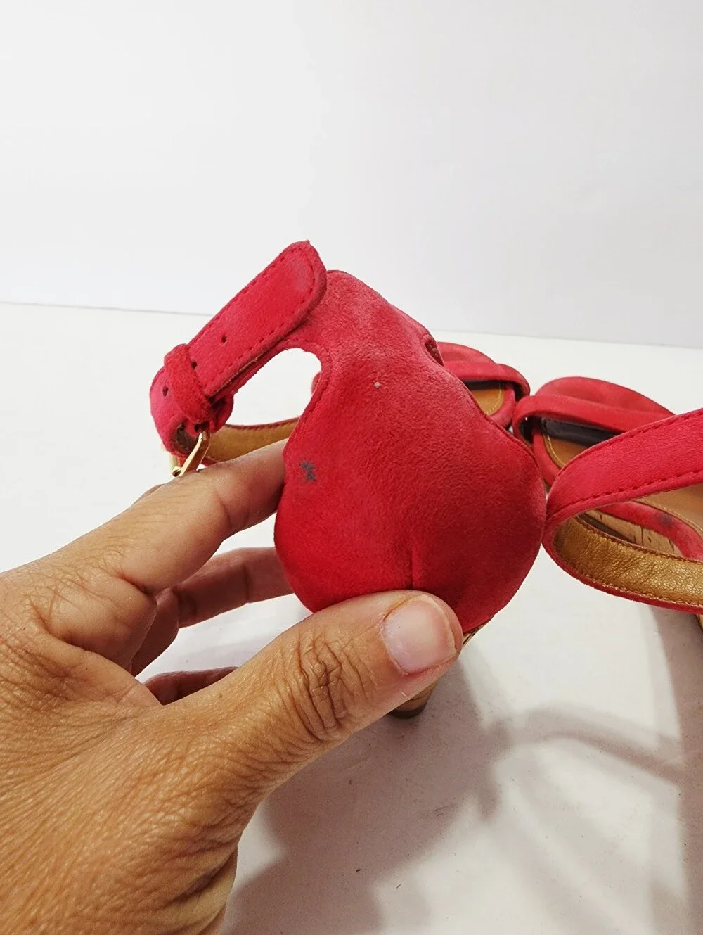 Tory Burch Savannah Red Suede Ankle-Strap Wedge Sandals Size 8